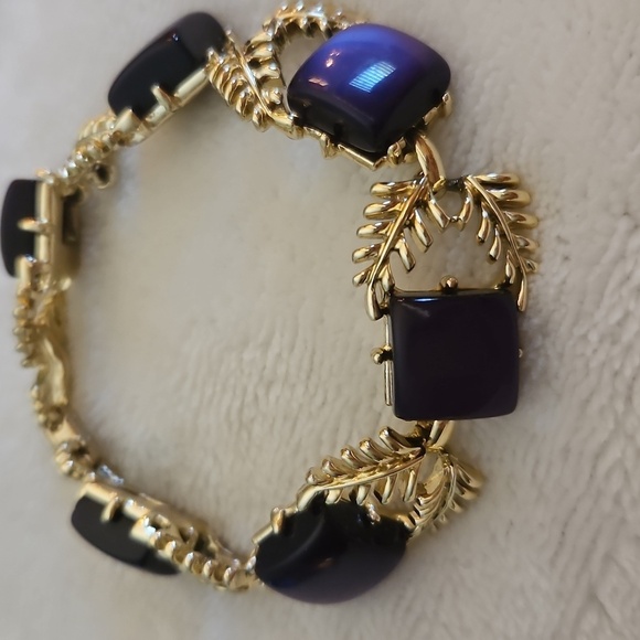 VTG CORO 1940s Purple Square Thermoset Choker Necklace Bracelet Set - Picture 4 of 12